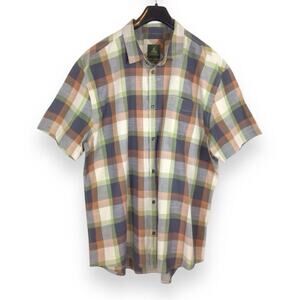 PRANA Benton Plaid Short Sleeve Button Up Men's Shirt size XXL